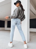 Women's leather bomber jacket SANTOL grey Dstreet