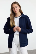 Trendyol Navy Blue Turn-down Collar Knitwear Cardigan