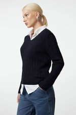 Trendyol Navy Blue Basic Cotton Knit Sweater