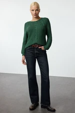 Trendyol Emerald Green Soft Textured Hair Knit Seamless Sweater