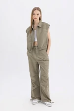 DEFACTO Cool Parachute Gabardine Trousers with Tie Waist and Pockets Wide Leg