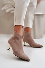 Women's stiletto heel ankle boots eco suede dark beige terlena