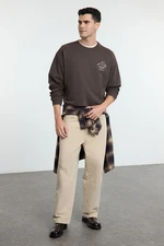 Trendyol Brown Oversize Sweatshirt with Fleece Inside