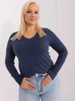 Navy Blue Women's Plus Size Knit Sweater