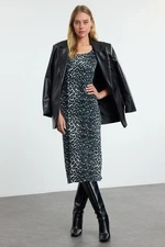 Trendyol Multicolored Leopard Print Midi Denim Dress