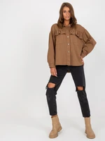 Women's cotton shirt in brown color