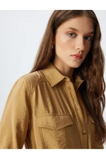 Koton Viscose Oversize Shirt with Flap Pocket Detail Textured Long Sleeves