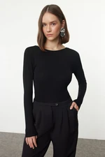 Trendyol Black Backless Slim/Fitting Regular/Normal Length Knitted Blouse