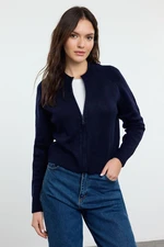 Trendyol Navy Blue Soft Texture Zippered Knitwear Cardigan