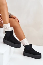 Women's platform snow boots with elastic inserts black Rialine