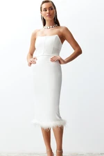 Trendyol Bridal White Lined Corset Detailed Otrichet Woven Wedding/Wedding Elegant Evening Dress