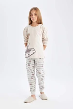 DEFACTO Girl Printed Long Sleeve Top Long Bottom Thin Pajama Set