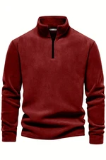 49143 Dewberry Half Zipper Stand Collar Mens Fleece-BORDEAUX