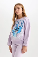 DEFACTO Girls Disney Lilo & Stitch Relax Fit Crew Neck Sweatshirt