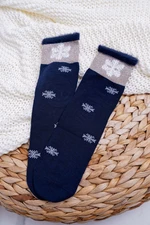 Women's Socks Warm navy blue with snowflake