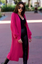 Long sweater fuchsia cardigan