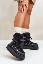 Women's platform snow boots with bindings black Riaviana