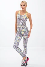 Colourful sports leggings in geometric shapes / lemon