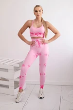 Women's Fitness Set Top + Push Up Leggings - Pink/Fuchsia