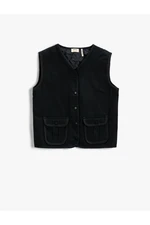 Koton V Neck Vest Cotton Quilted Lined