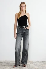 Trendyol Gray High Waist Wide Leg Jeans