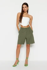 Trendyol Light Khaki Pocket Detailed Regular Fit Woven Shorts