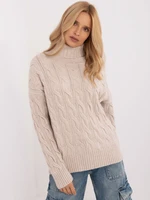 Light beige turtleneck with long sleeves