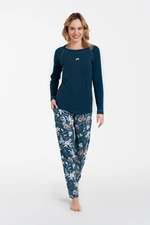 Women's pajamas Hariet long sleeves, long pants - blue-green/print