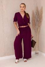 Women's set blouse + trousers - burgundy