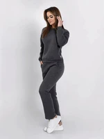 Women's insulated tracksuit, sweatshirt and loose trousers, graphite