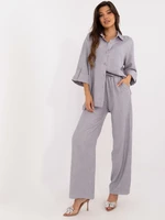 Grey women's summer set with wide legs