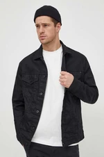 Džínová bunda Pepe Jeans PINNERS COATED pánská, černá barva, přechodná, PM402885