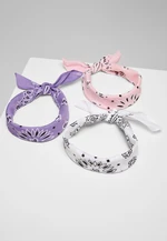 Multicolor Bandana 3-Pack fialová+bílá+růžová