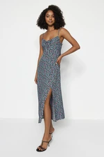 Trendyol Multicolored Floral Print Straight Cut Tie Detailed Sling Woven Dress