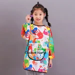 Personalized Custom Name Kids Bib Waterproof Infant Eating Drawing Apron Children's Long Sleeve Painting Bandana Feeding Bib