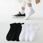 5 Pairs/lot Fashion Elegant Solid Black White Women Cotton Socks Summer Spring Vintage Student Girls Short Female Low Cut Ankle