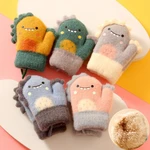 Cartoon Dinosaur Baby Gloves Warm Autumn Winter Kids Girl Boy Full Finger Gloves Knitted Thick Outdoor Children Toddler Mittens