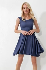 Trend Alaçatı Stili Women's Indigo Thick Strappy Skirt Flounce Tied Belt Dress