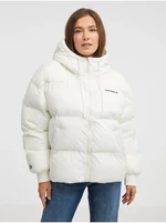 Krémová dámska prešívaná oversize bunda Converse Short Puffer Jacket