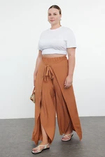 Trendyol Curve Brown Wrap Closure Detailed Wide Leg Beach Wear Woven Trousers