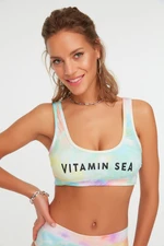 Trendyol Batik Patterned Slogan Detailed Bikini Top