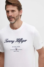 Bavlněné tričko Tommy Hilfiger bílá barva, s aplikací, MW0MW33691