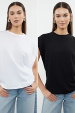 Trendyol Black-White 2 Pack 100% Cotton Sleeveless Knitted T-Shirt
