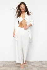 Trendyol White Woven Slit Trousers