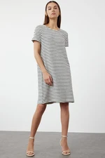 Trendyol Ecru Mini Knitwear Striped Dress