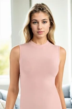 90805 Dewberry Sleeveless Turtleneck Women Undershirt-PINK