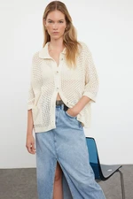 Trendyol Ecru Openwork Knitwear Cardigan