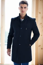 PLT8367 DEWBERRY MEN'S COAT-PLAIN NAVY BLUE