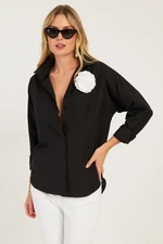 Cool & Sexy Women's Black Rose Accessory Shirt