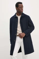 Vlnený kabát Tommy Hilfiger tmavomodrá farba, prechodný, MW0MW37395